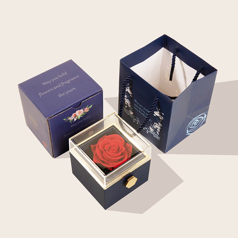 360° Flip Rose Gift Box Necklace Ring Gift Box For Women Girlfriend 2024 Hot Best Valentine Mother Day Birthday Gift Decoration