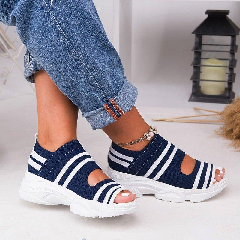 Summer flat bottom elastic thick sole sports fish mouth shoes - Memoriex 