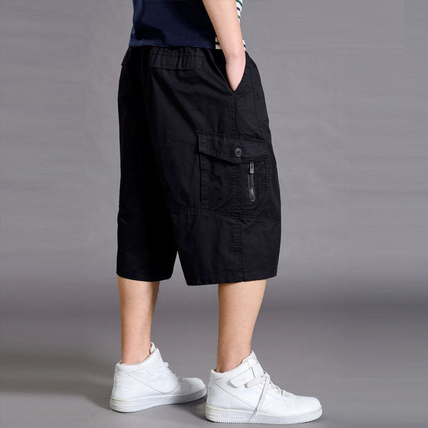 Men's shorts loose summer casual cropped pants thin workwear and mid length pants - Memoriex