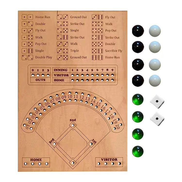 Baseball Dice Board Game Wooden Dice And Marble Board Game Interactive Double Battle Table Game Fun Sports Toy - Memoriex 