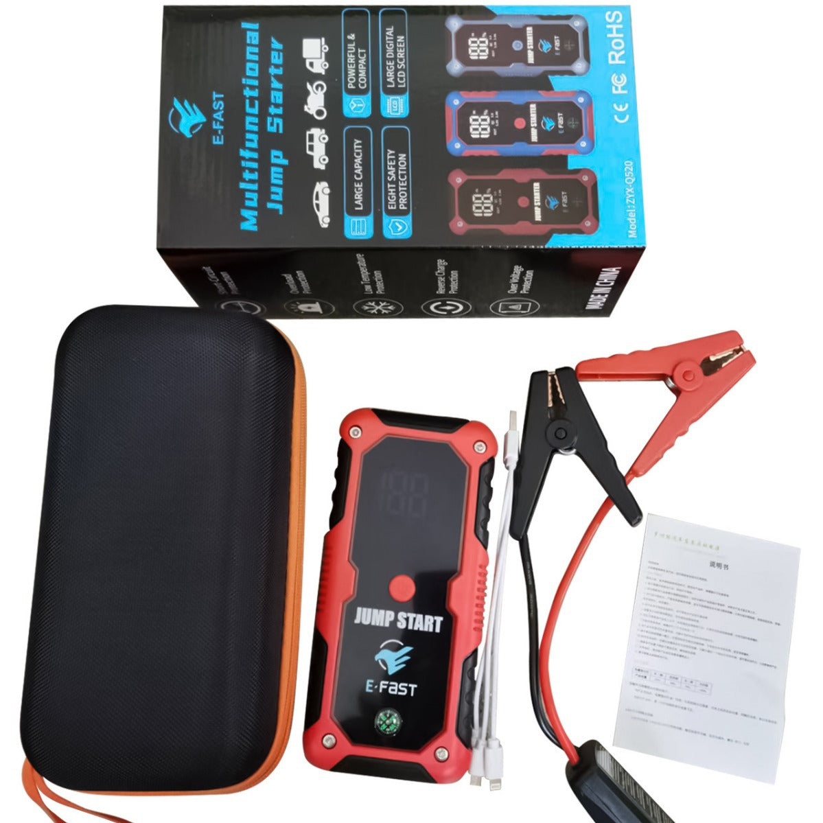 ZYX-Q520 Portable Jump Starter Power Bank 12V car starting power emergency starter Booster Powerbank With Led Light - Memoriex 