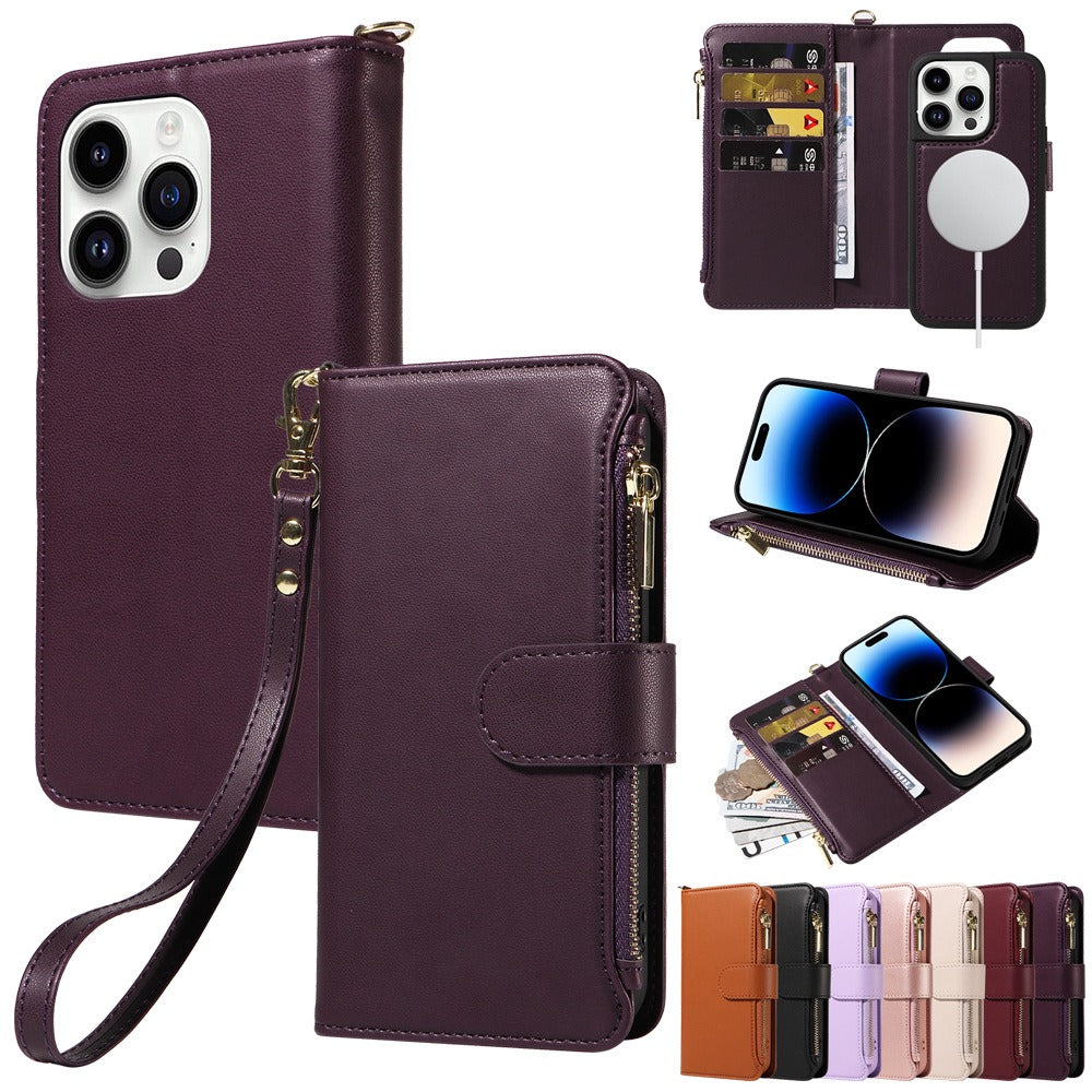 Apple 15 phone case flip wireless charging iPhone 14 phone leather case wallet style phone protection case