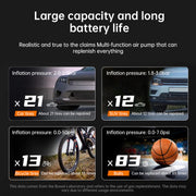 Portable Digital Tire Inflator with LCD Display, 150 PSI Cordless Air Pump for Car, Bike, Motorcycle, and Ball, USB-C Rechargeable with Power Bank - Memoriex