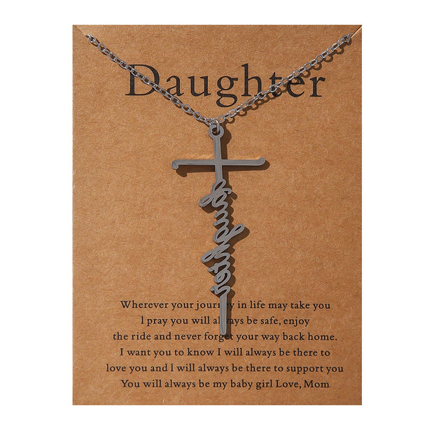 Faith Religious Gift Stainless Steel Cross Collarbone Chain Sweater Chain - Memoriex