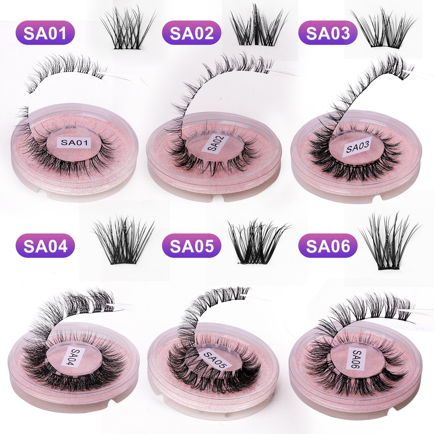 DIY false eyelashes set whole cut eyelashes European and American thick curling travel size eyelash combination