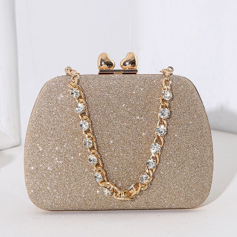 Little Love Water Diamond Chain Handheld Crossbody Small Square Bag Celebrity Banquet Handheld Bag - Memoriex 