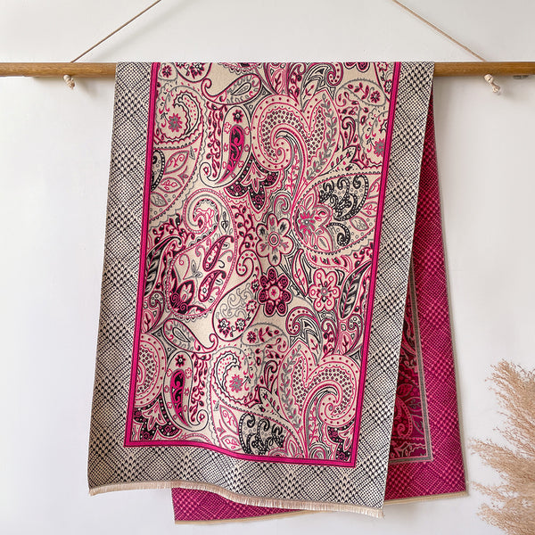 Paisley Pashmina-Style Winter Scarf — Thick Tassel Wrap Shawl for Women