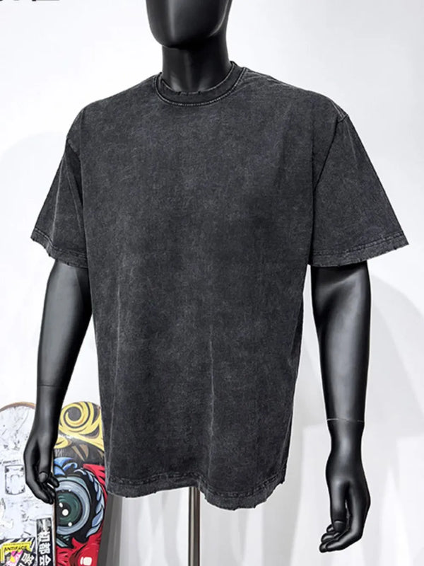 Men’s Plus-Size Washed-Finish Round-Neck T-Shirt