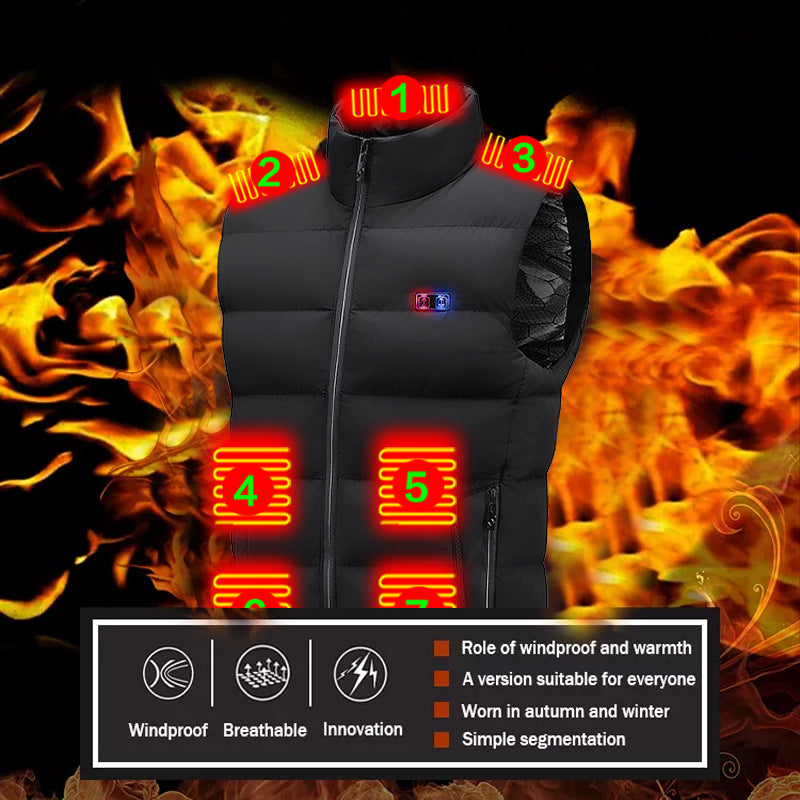 Intelligent heating vest for men and women, winter USB electric heating vest, heated cotton jacket with clip - Memoriex 