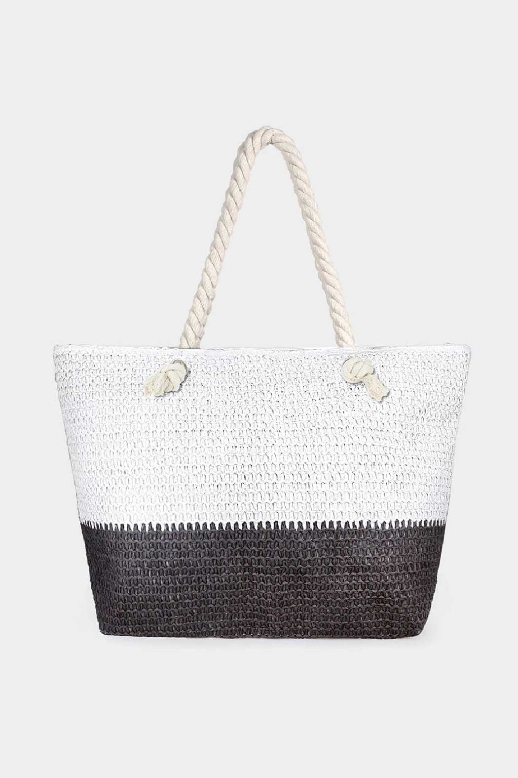 2 Tone Straw Beach Tote by Embellish Your Life-2