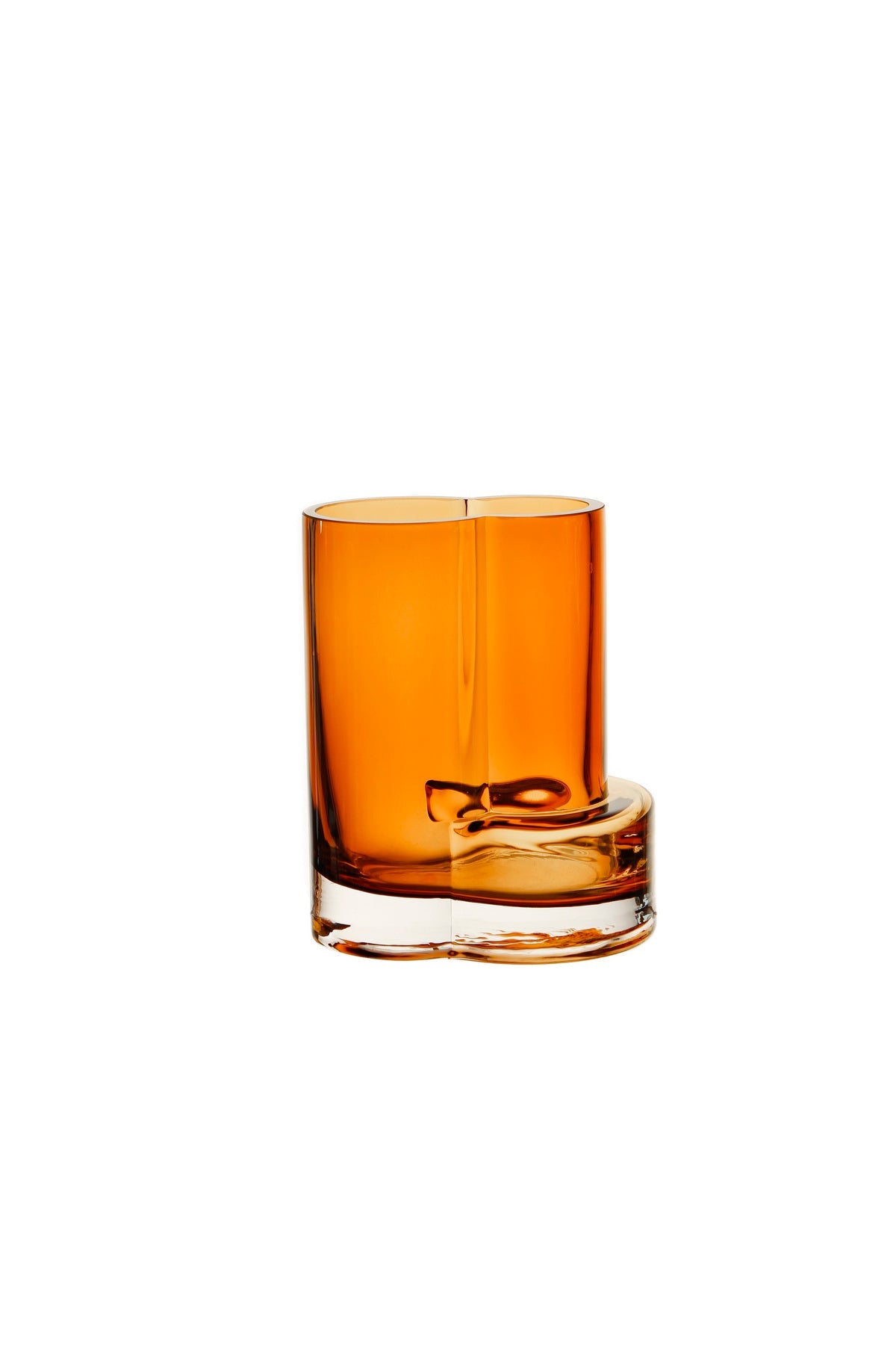 Small glass vase of top innovative design with constructivist touch, FUSIO 15 AMber-0