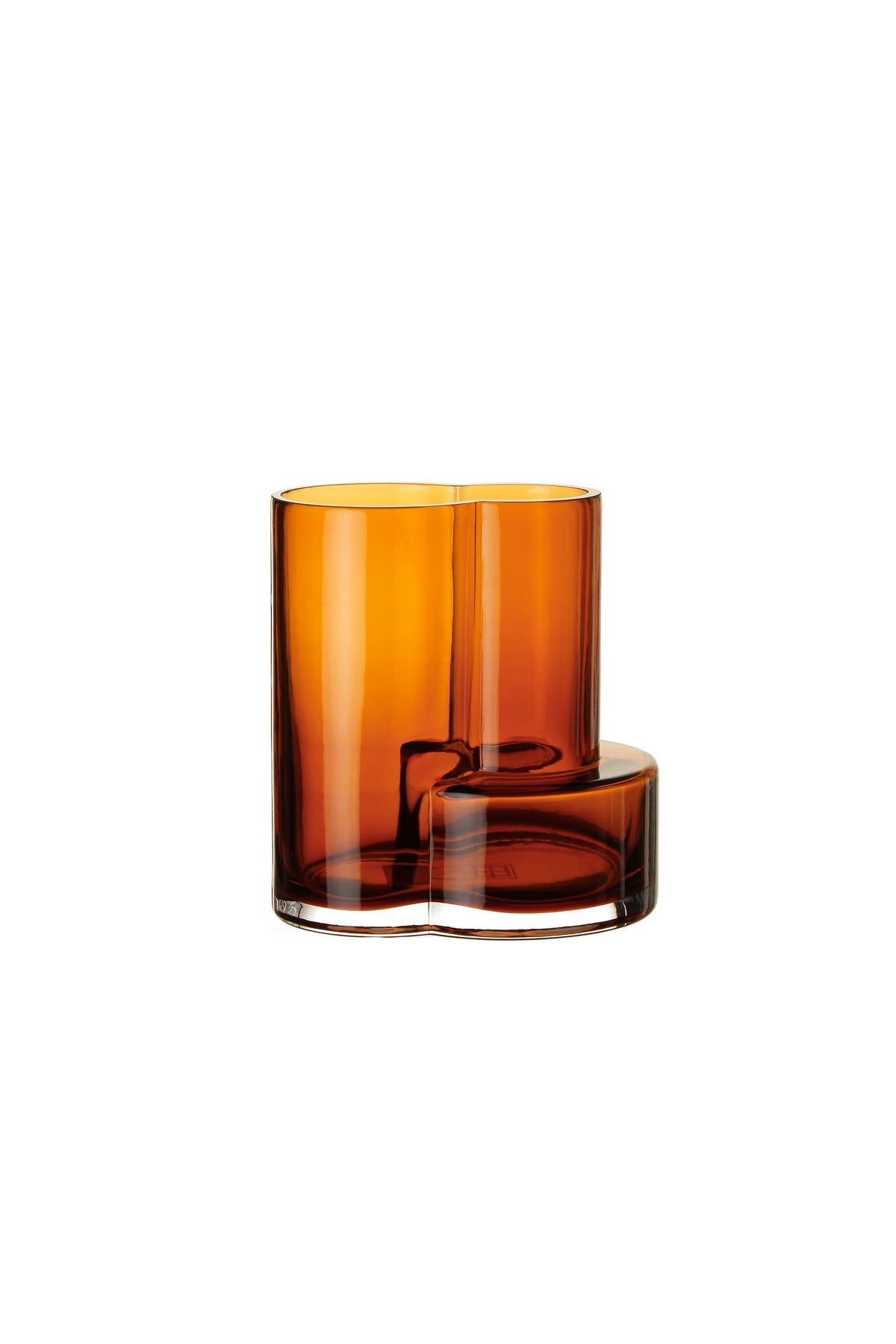 Glass vase of top innovative design with constructivist touch, FUSIO 20 AMber-1