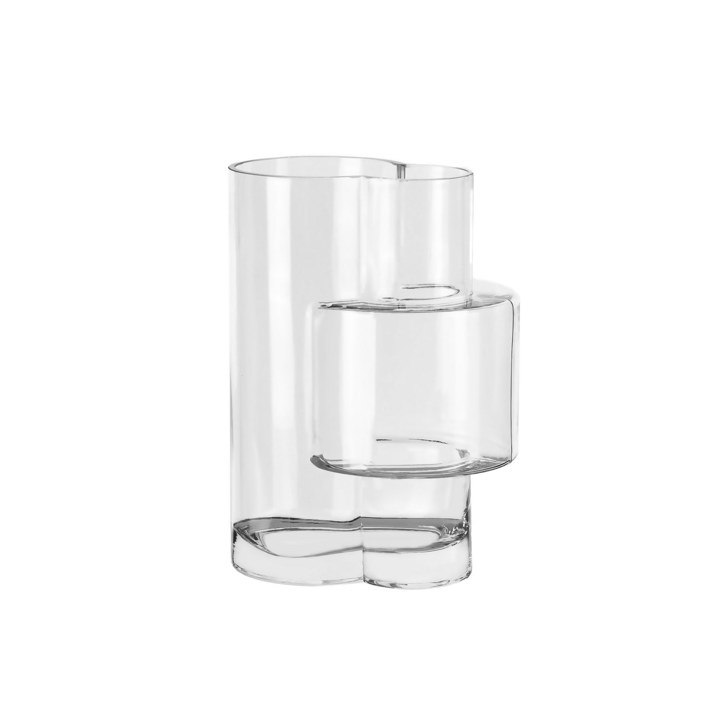 Innovative modernist tall vase, top design, constructivist FUSIO 32 clear glass-1