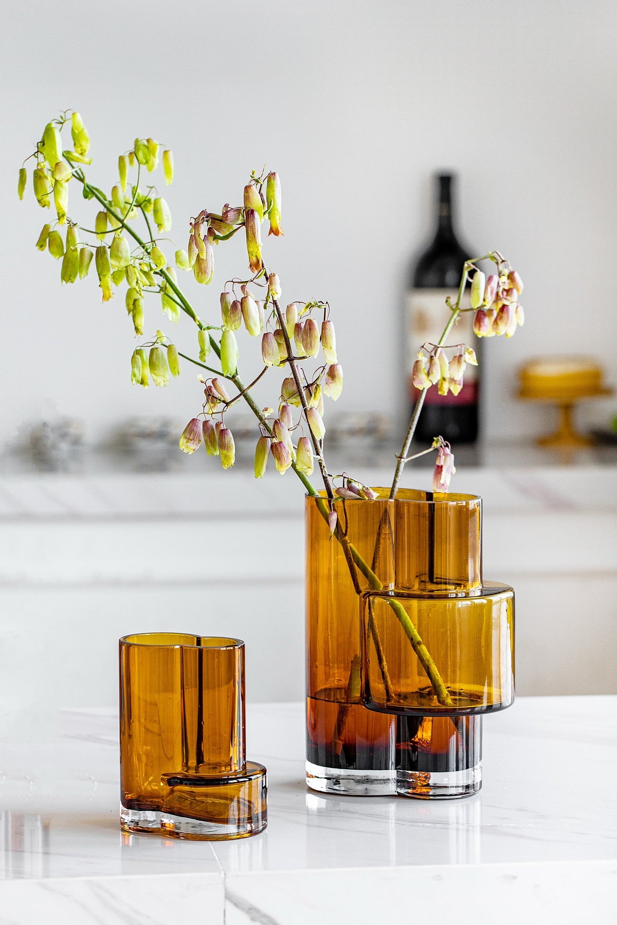 Glass vase of top innovative design with constructivist touch, FUSIO 20 AMber-3