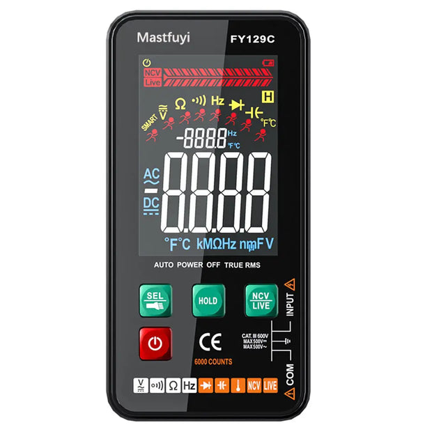 FY129C Digital Multifunction Multimeter Large Screen Smart Electrical AC DC Multimeter Auto identification - Memoriex 