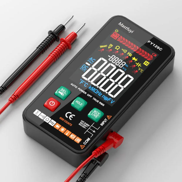 FY129C Digital Multifunction Multimeter Large Screen Smart Electrical AC DC Multimeter Auto identification - Memoriex 
