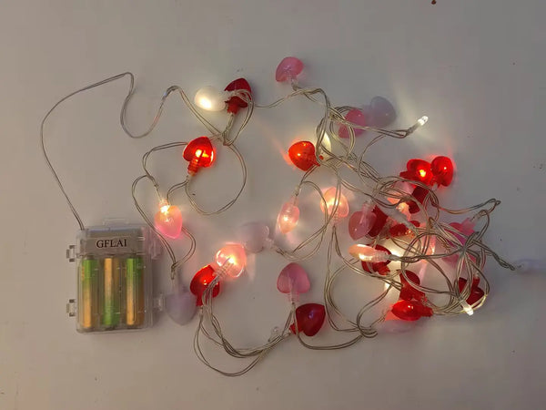 Fairy lights for festive decoration-Heart Lights (Red White Pink)-0