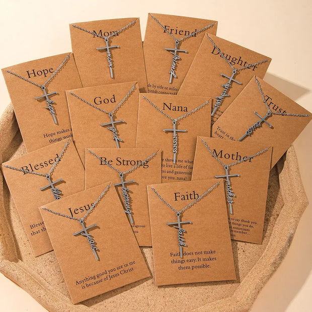 Faith Religious Gift Stainless Steel Cross Collarbone Chain Sweater Chain - Memoriex