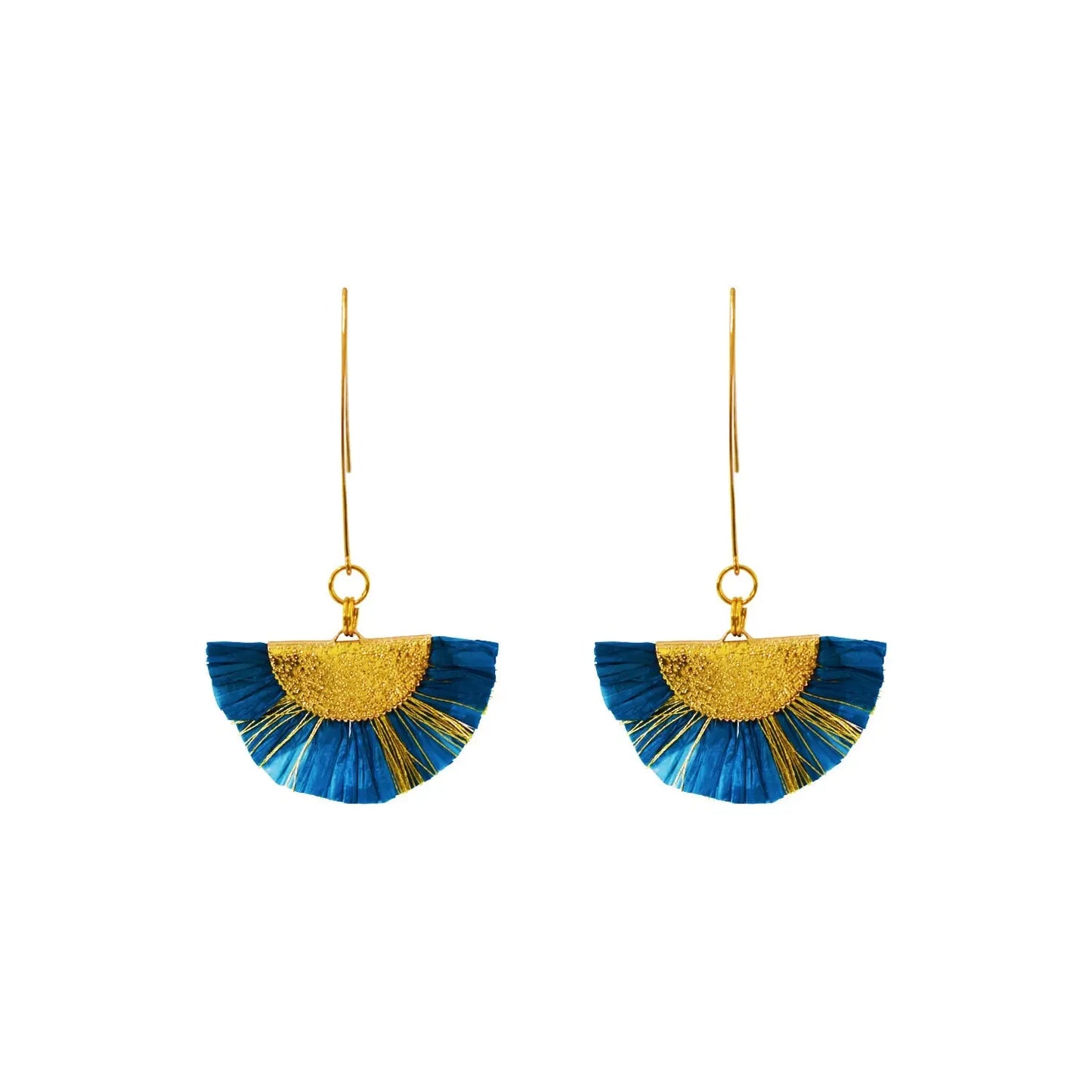 Fan Earrings, Blue tassel earrings - Memoriex