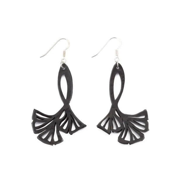 Fan Leaf Recycle Rubber Clover Earrings - Memoriex 