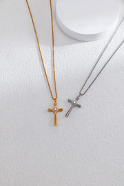 Fashion Cross Pendant Necklace with Zircon-0