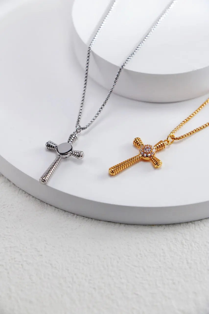 Fashion Cross Pendant Necklace with Zircon-1