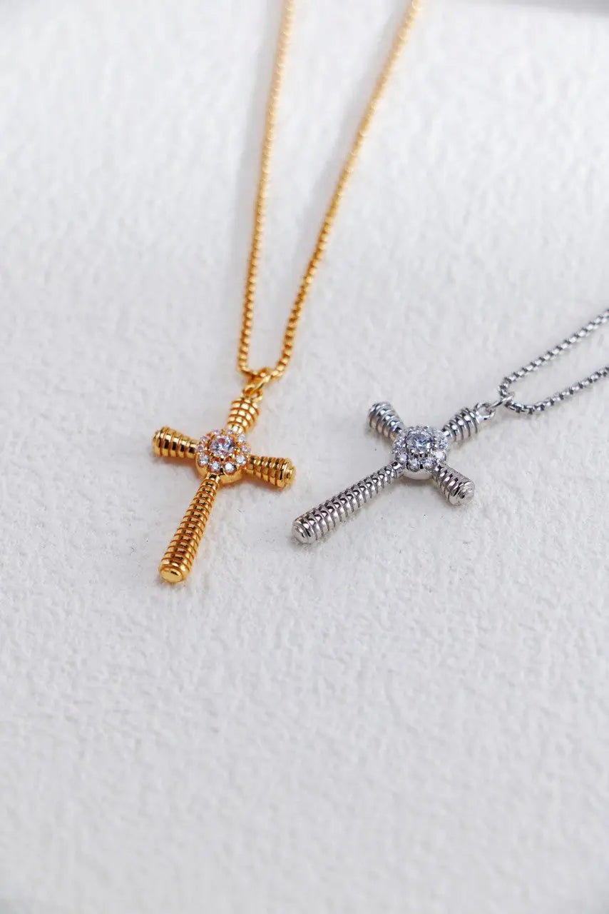 Fashion Cross Pendant Necklace with Zircon-2