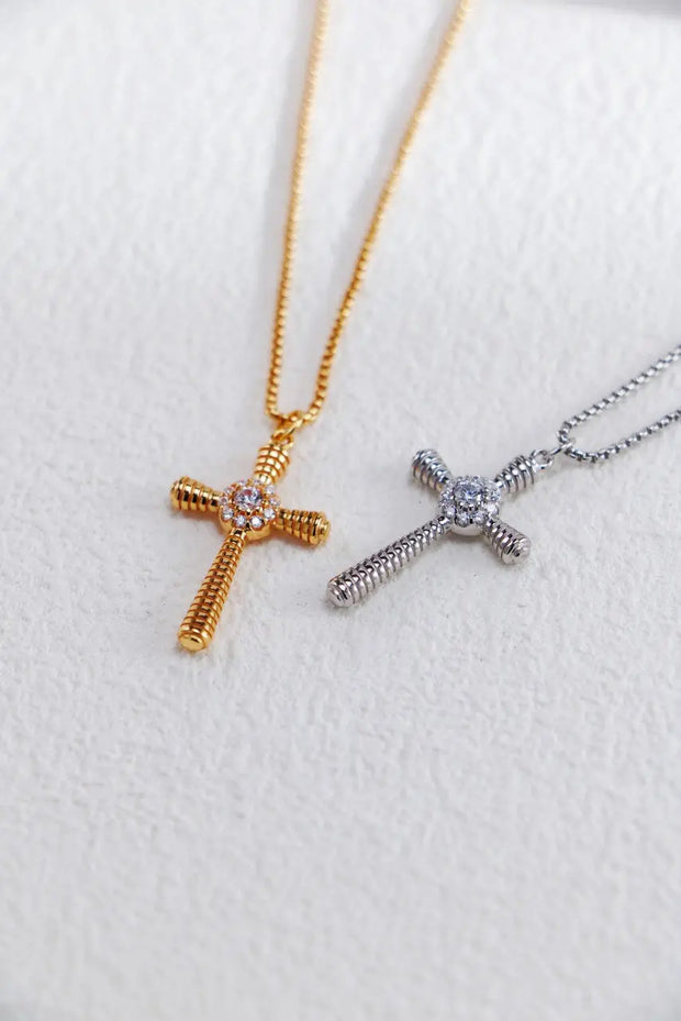 Fashion Cross Pendant Necklace with Zircon-2