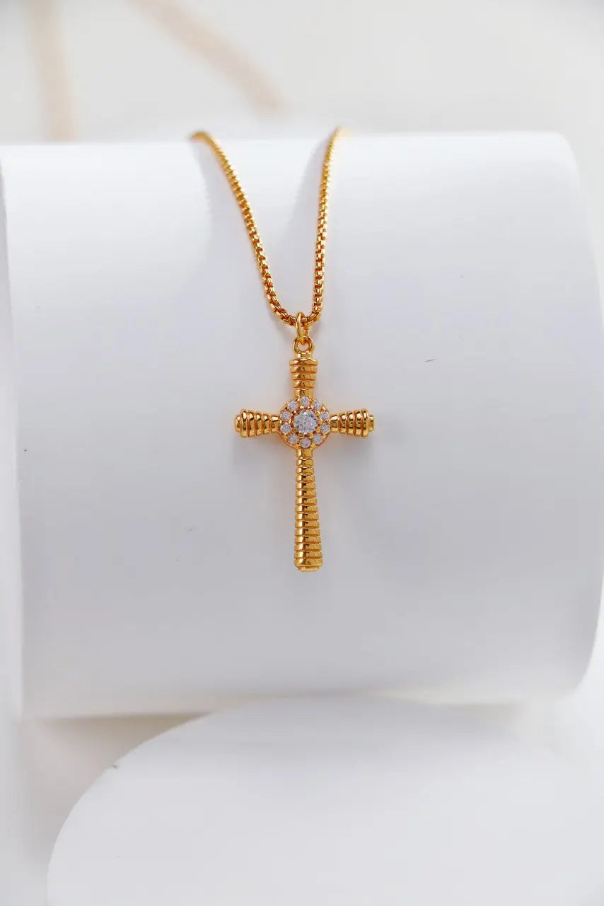 Fashion Cross Pendant Necklace with Zircon-3