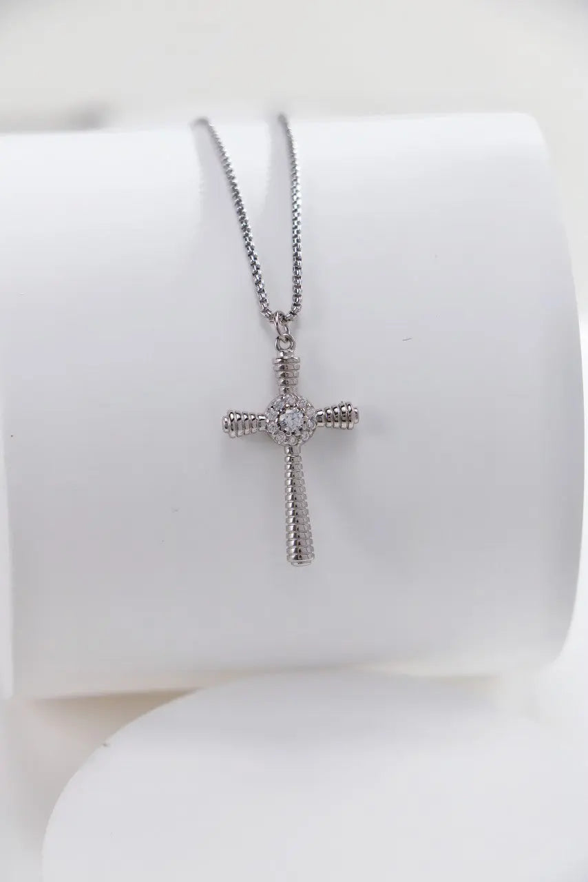 Fashion Cross Pendant Necklace with Zircon-4