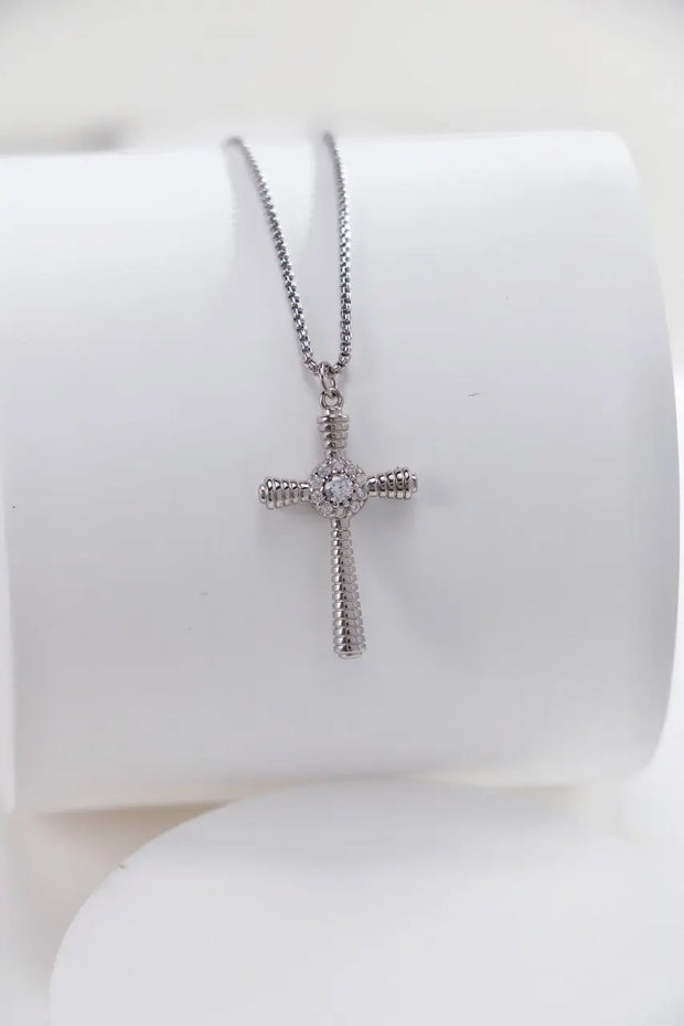 Fashion Cross Pendant Necklace with Zircon-4