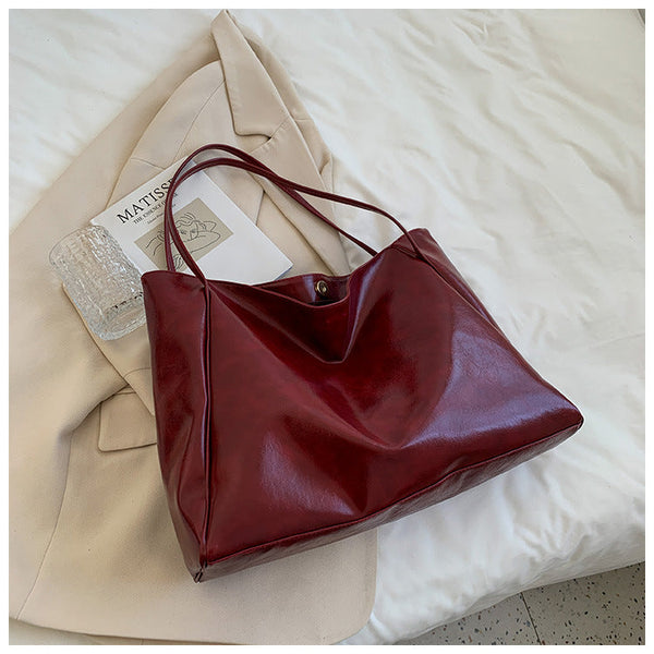 Fashion Handbag New Autumn And Winter Japanese And Korean Large Capacity Soft Leather Shoulder Bag Retro Casual Handbag - Memoriex 