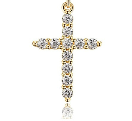 Fashion Jewelry Cross Full Diamond Crown Rotatable Necklace - Memoriex 