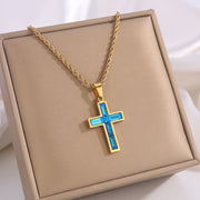 Fashion Jewelry European And American Ing Style Diamond Cross Necklace Unique No Color Fading - Memoriex 