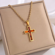 Fashion Jewelry European And American Ing Style Diamond Cross Necklace Unique No Color Fading - Memoriex 