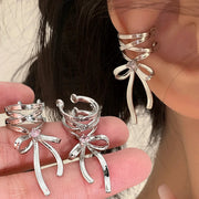 Fashion Jewelry New Ribbon Aesthetics Ear Clips Ballet Style Ribbon Bow-knot Ear Cuff For Women Fashion Non-Piercing Ear Clips Earrings Jewelry - Memoriex 