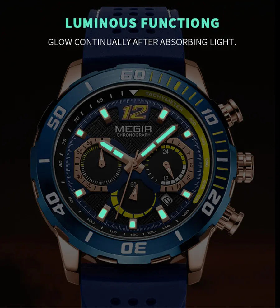 MEGIR Relogio Masculino Fashion Luxury Sports Watches for Men Waterproof Date Luminous Silicone Quartz Wristwatch Man Clock 2109-11