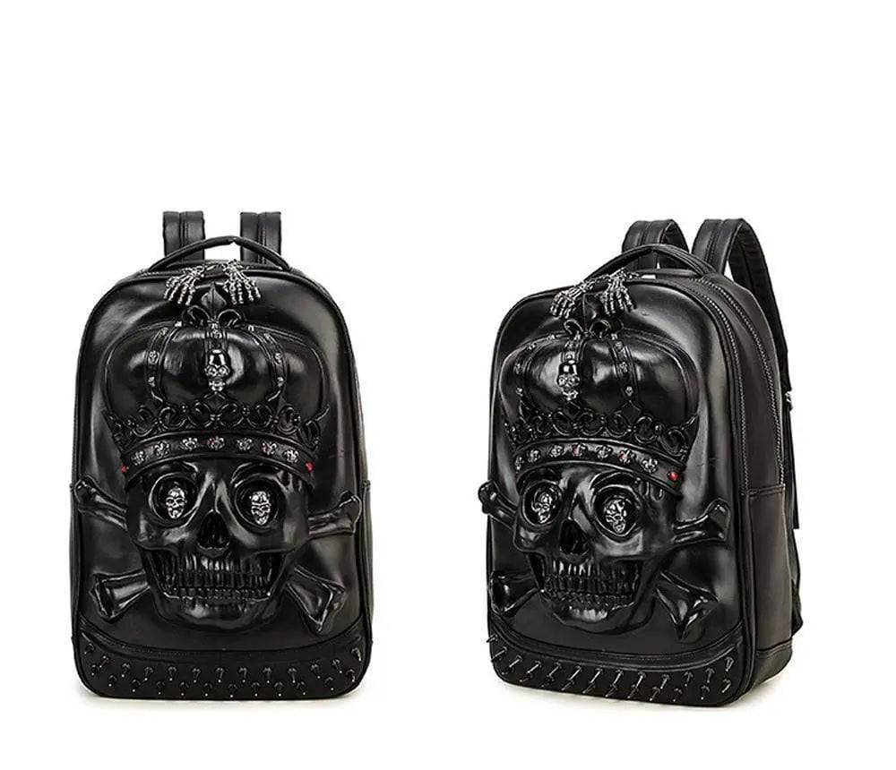 Fashion Punk Rivets Waterproof 3D Ghost Skull With Crown Backpack  Laptop-2