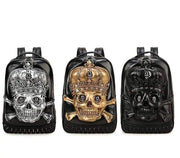 Fashion Punk Rivets Waterproof 3D Ghost Skull With Crown Backpack  Laptop-0