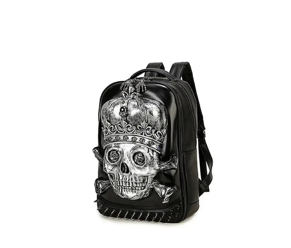 Fashion Punk Rivets Waterproof 3D Ghost Skull With Crown Backpack  Laptop-3