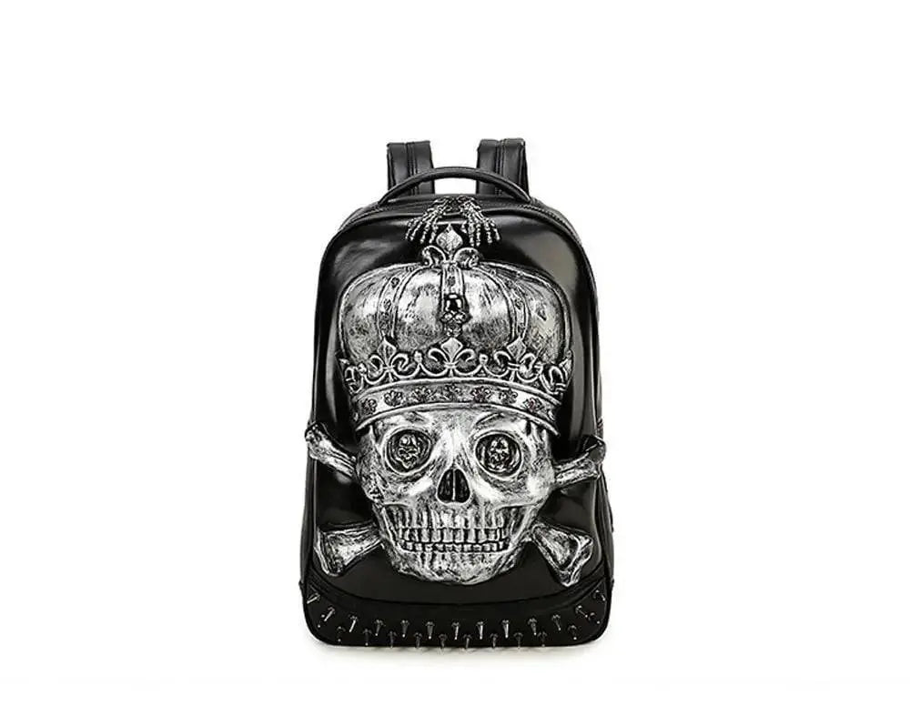 Fashion Punk Rivets Waterproof 3D Ghost Skull With Crown Backpack  Laptop-4