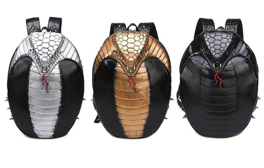 Fashion Punk Rivets Waterproof 3D Serpent Backpack Travelling Knapsack-0