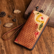 Fashion Retro Hand-painted Tree High Leather Mid-length Clutch Purse - Memoriex 