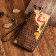 Fashion Retro Hand-painted Tree High Leather Mid-length Clutch Purse - Memoriex 