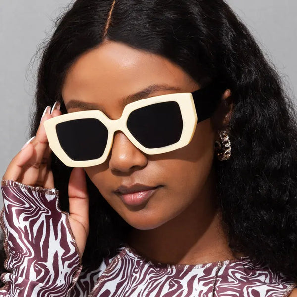 Fashion Retro Square Sunglasses Women's Trend Wide-Leg Sunglasses Men's Net Red Street Shooting Polygonal Sunglasses - Memoriex 