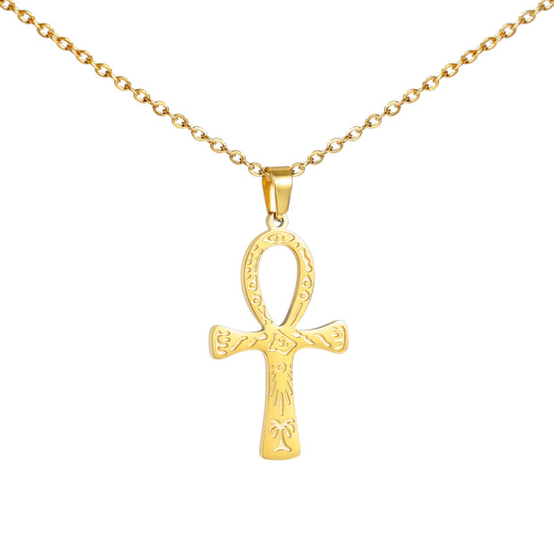Fashion Simple Trend One-piece Delivery Personalized Corrosion Rune Cross Pendant Stainless Steel Necklace - Memoriex 