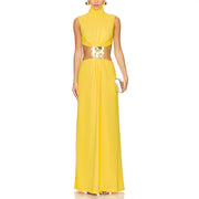 Fashion Sleeveless Turtleneck Zipper Dress - Memoriex 