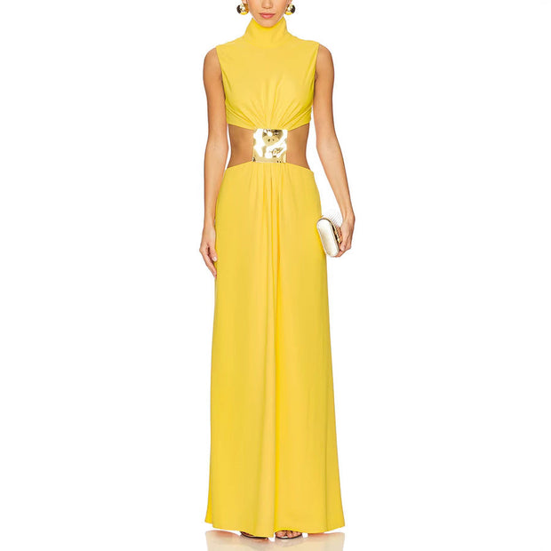 Fashion Sleeveless Turtleneck Zipper Dress - Memoriex 