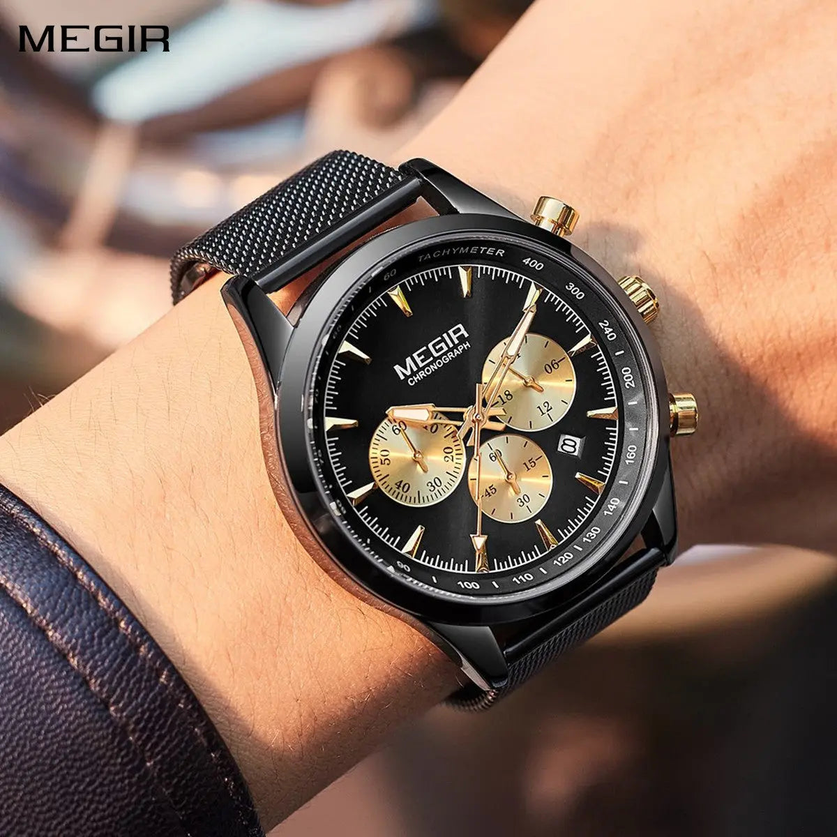 MEGIR Fashion Watch for Men Top Luxury Big Dial Business Quartz Watches Waterproof Steel Wrist Watch Clock Relogio Masculino-0