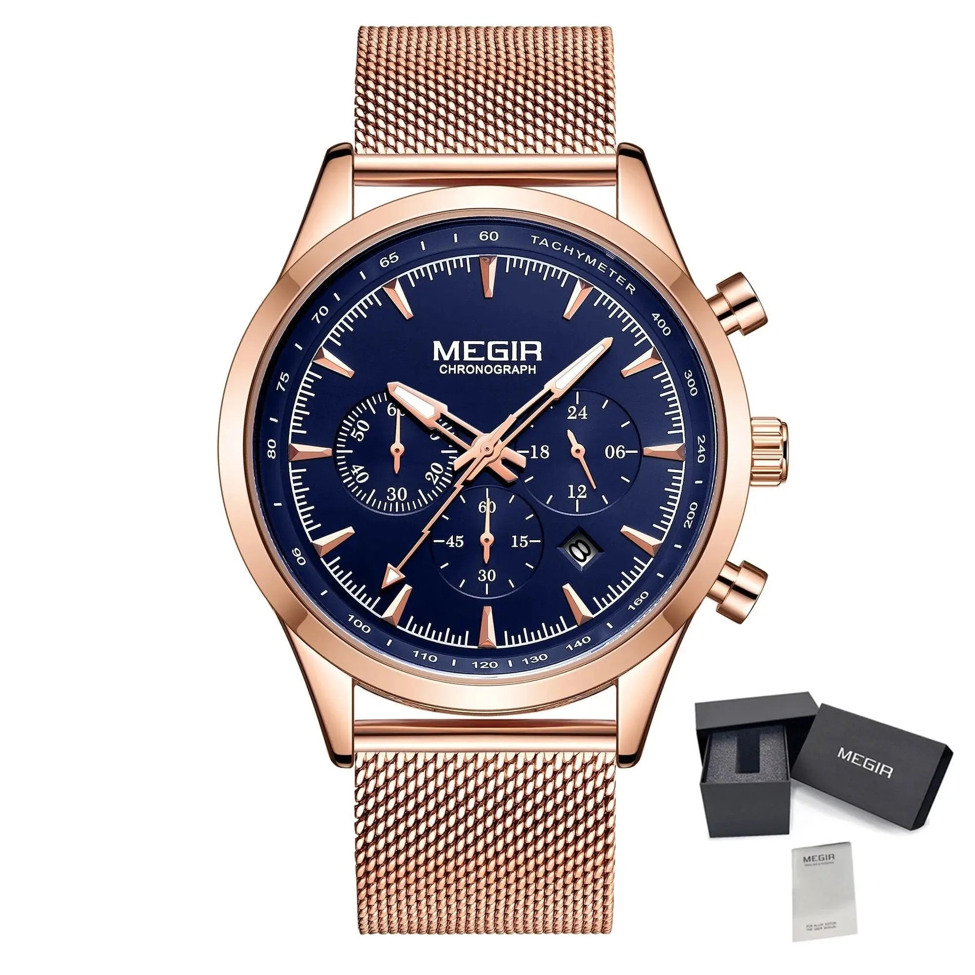 MEGIR Fashion Watch for Men Top Luxury Big Dial Business Quartz Watches Waterproof Steel Wrist Watch Clock Relogio Masculino-12